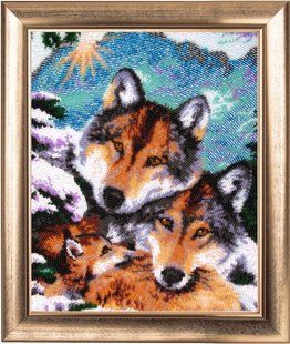 Bead Embroidery Kit Butterfly 608 Family of Wolves 33 х 27 см