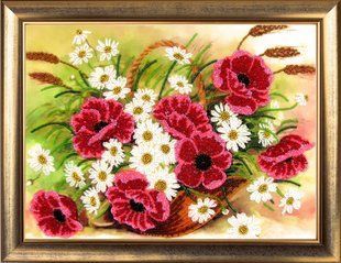 Bead Embroidery Kit Butterfly 248 Basket with Poppies 25 х 35 см