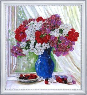 Bead Embroidery Kit Butterfly 259 Floxes on the Window 30 х 27 см