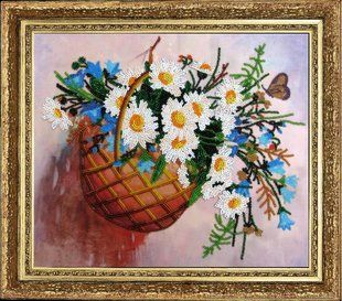 Bead Embroidery Kit Butterfly 212 Basket with Flowers 26 х 30 см