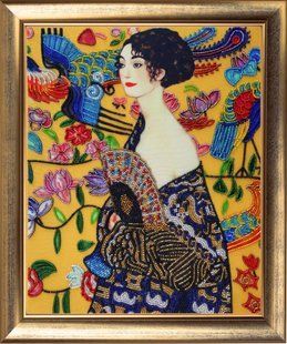 Bead Embroidery Kit Butterfly 807 Lady with Fan 32 х 27 см