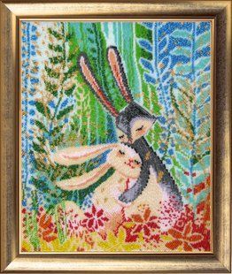 Bead Embroidery Kit Butterfly 624 In a Dark Blue Wood 33 х 28 см