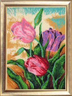 Bead Embroidery Kit Butterfly 249 Spring Tulips34 х 25 см