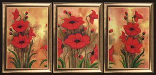 Bead Embroidery Kit Butterfly 299 Poppy Tryptych 37 х 25, 37 х 25, 37 х 25 см