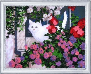 Bead Embroidery Kit Butterfly 577 White and Flurry 25 х 32 см