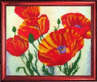 Bead Embroidery Kit Butterfly 219 Sunny Poppies 25 х 31 см