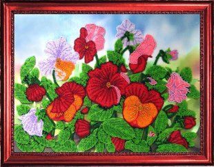 Bead Embroidery Kit Butterfly 220 Pansies 2 25 х 33 см
