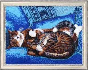 Bead Embroidery Kit Butterfly 582 Sleeping Kitties 25 х 34 см