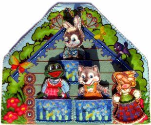 Bead Embroidery Kit Butterfly Т002 Finger theatre 6 fairy tales. House 16 х 20 см, figures - до 7 см