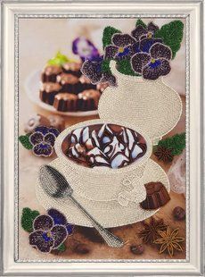Bead Embroidery Kit Butterfly 160 Violet Still-life 35 х 24 см