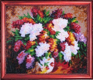 Bead Embroidery Kit Butterfly 226 Lilac Bouquet 28 х 33 см