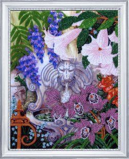 Bead Embroidery Kit Butterfly 229 Fountain in the Garden 35 х 27 см