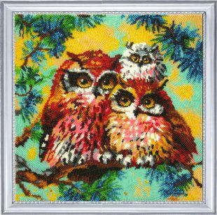 Bead Embroidery Kit Butterfly 532 Owl Family 27 х 27 см