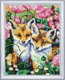 Bead Embroidery Kit Butterfly 643 Little foxes 34 х 27 см