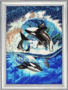 Bead Embroidery Kit Butterfly 645 Killer Whales 36 х 26 см