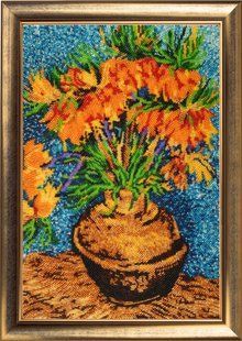 Bead Embroidery Kit Butterfly 170 Flowers in a Copper Vase 37 х 25 см