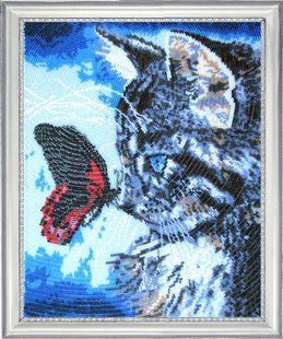 Bead Embroidery Kit Butterfly 596 Kitty and the Butterfly 33 х 27 см