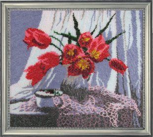 Bead Embroidery Kit Butterfly 286 Vase with Tulips 27 х 30 см