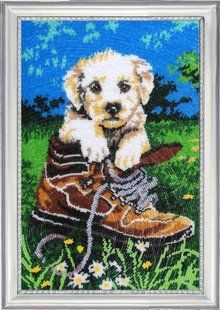 Bead Embroidery Kit Butterfly 611 Naughty Puppy 35 х 23 см