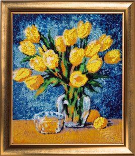 Bead Embroidery Kit Butterfly 185 Sunny Tulips 32 х 27 см