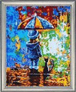 Bead Embroidery Kit Butterfly 834 Couple under the Rain 34 х 27 см