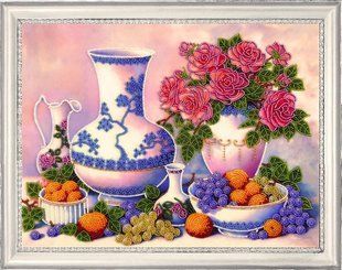 Bead Embroidery Kit Butterfly 175 Roses and Grapes 26 х 34 см