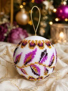 Bead Embroidery Kit Authentic Christmas Decor figure "Golden Ornament.Amethyst"