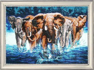 Bead Embroidery Kit Butterfly 603 African Elephants 34 х 50 см