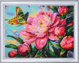 Bead Embroidery Kit Butterfly 243 Peony Fragrance 26 х 33 см