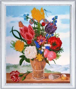 Bead Embroidery Kit Butterfly 178 Bouquet on the Balcony 34 х 27 см