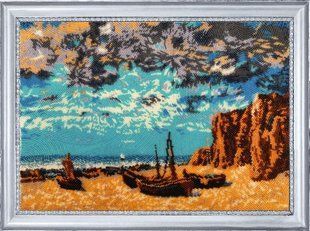 Bead Embroidery Kit Butterfly 395 Boats on the Shore 25 х 36 см