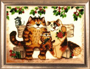 Bead Embroidery Kit Butterfly 606 Cats Family 26 х 35 см
