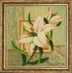 Bead Embroidery Kit Butterfly 252 White Lilly 19 х 19 см