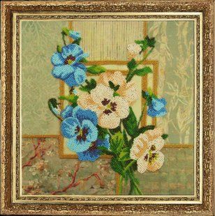 Bead Embroidery Kit Butterfly 253 Pansies 19 х 19 см