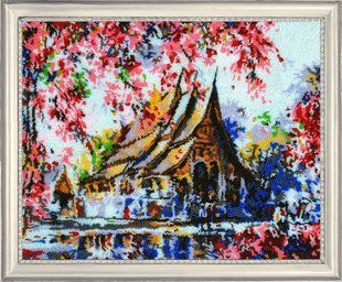 Bead Embroidery Kit Butterfly 755 Sacura in blossom 27 х 33 см