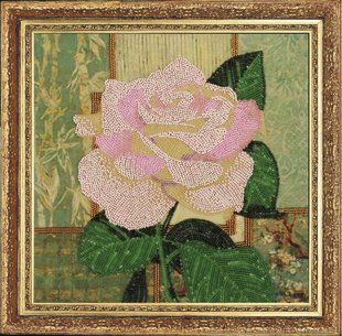 Bead Embroidery Kit Butterfly 254 White Rose19 х 19 см
