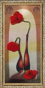 Bead Embroidery Kit Butterfly 205 Poppies in the Vases 27 х 13 см
